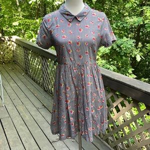 Kling Floral and Stripe Baby Doll Dress